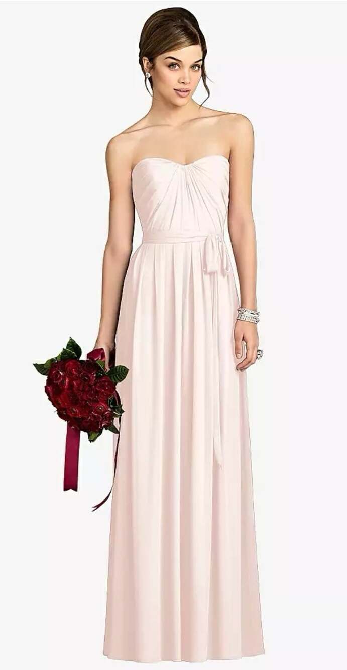 NWT Dessy After Six Bridesmaid Dress 6678 Blush Pink Strapless Sz 4 Long